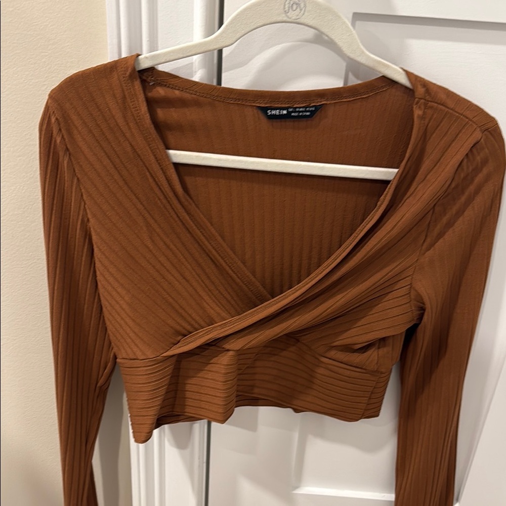 SHEIN Women's Brown Wrap Top